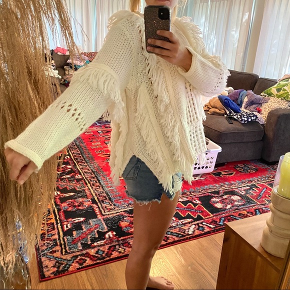BNCI white chunky fringe sweater - Picture 2 of 5
